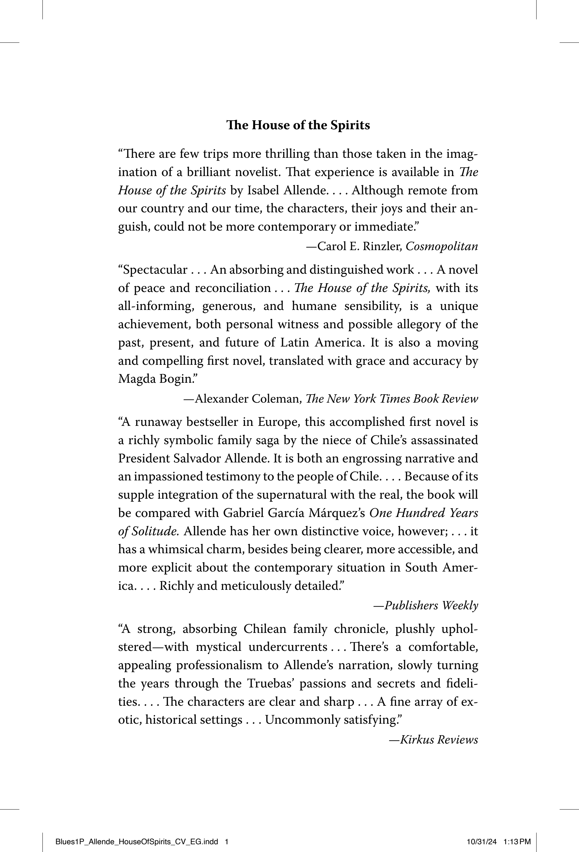 The House of the Spirits cover